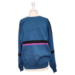 Vintage 80's Inside Edge Ski Purple Teal Sweater Unisex Size Large